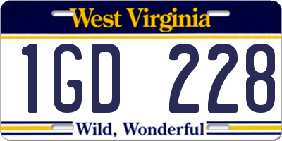WV license plate 1GD228