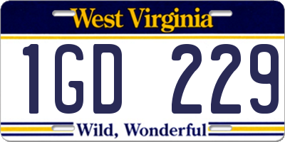WV license plate 1GD229
