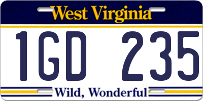 WV license plate 1GD235