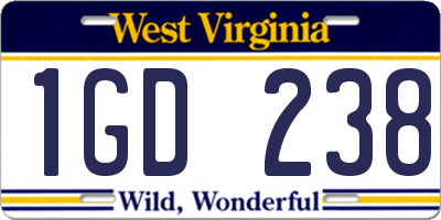 WV license plate 1GD238