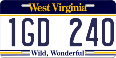 WV license plate 1GD240