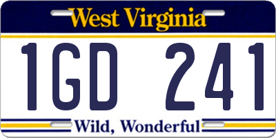 WV license plate 1GD241