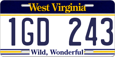 WV license plate 1GD243