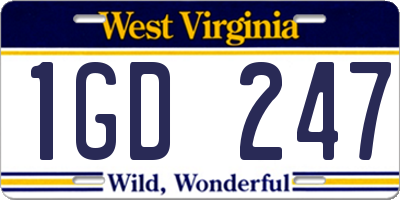 WV license plate 1GD247