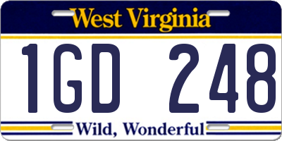 WV license plate 1GD248
