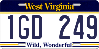 WV license plate 1GD249