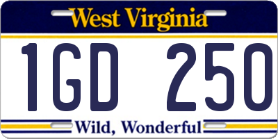 WV license plate 1GD250