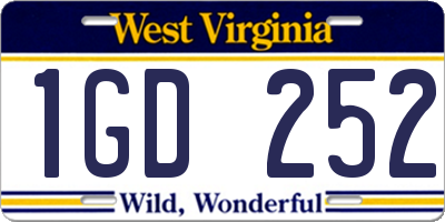 WV license plate 1GD252