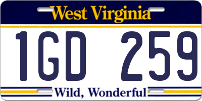 WV license plate 1GD259