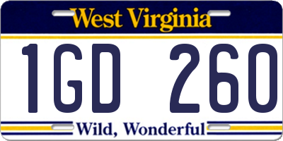 WV license plate 1GD260