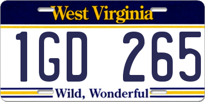 WV license plate 1GD265