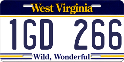 WV license plate 1GD266