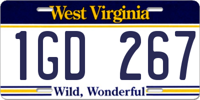 WV license plate 1GD267