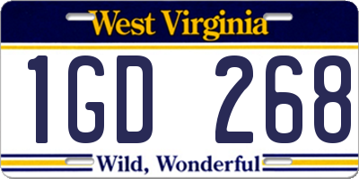 WV license plate 1GD268