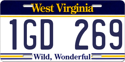 WV license plate 1GD269