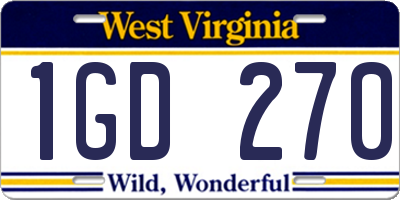 WV license plate 1GD270