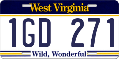 WV license plate 1GD271