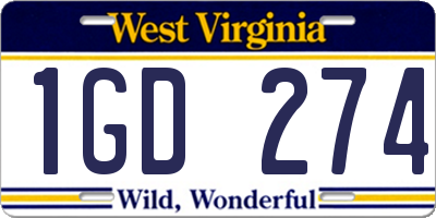 WV license plate 1GD274