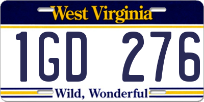 WV license plate 1GD276