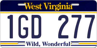 WV license plate 1GD277
