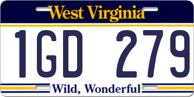 WV license plate 1GD279