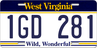 WV license plate 1GD281