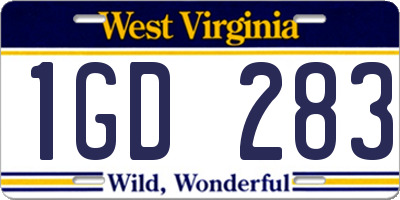 WV license plate 1GD283