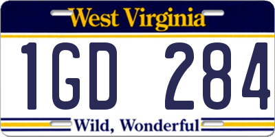 WV license plate 1GD284