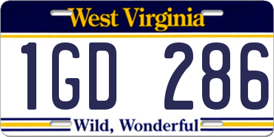 WV license plate 1GD286