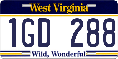 WV license plate 1GD288
