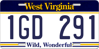 WV license plate 1GD291