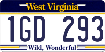 WV license plate 1GD293