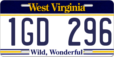 WV license plate 1GD296