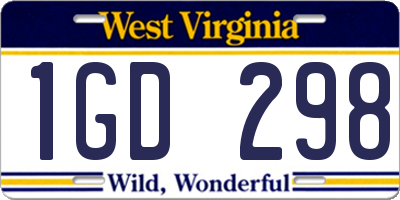 WV license plate 1GD298