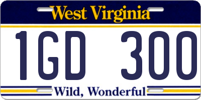 WV license plate 1GD300