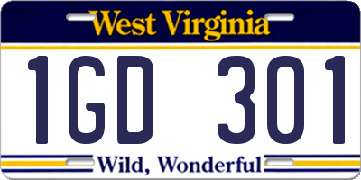 WV license plate 1GD301