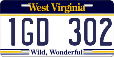WV license plate 1GD302