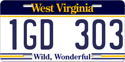 WV license plate 1GD303