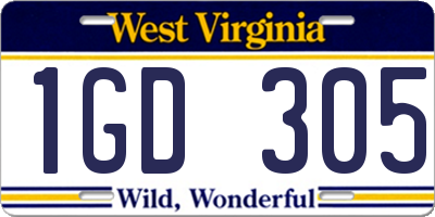 WV license plate 1GD305