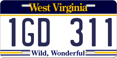 WV license plate 1GD311