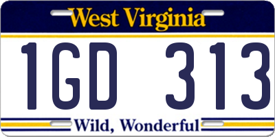 WV license plate 1GD313