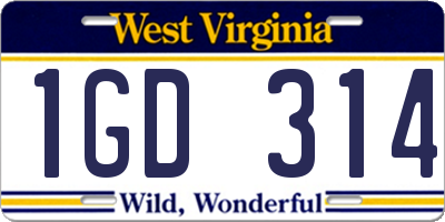 WV license plate 1GD314