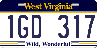 WV license plate 1GD317
