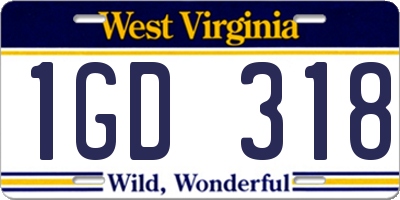 WV license plate 1GD318