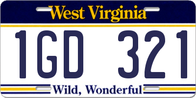 WV license plate 1GD321