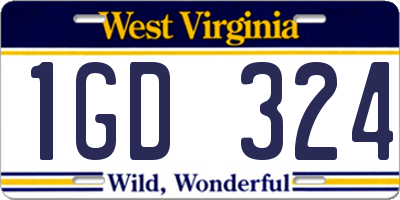 WV license plate 1GD324