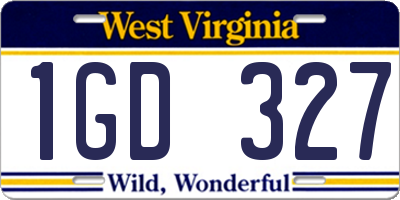 WV license plate 1GD327