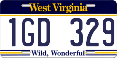 WV license plate 1GD329