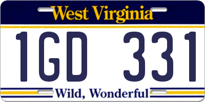 WV license plate 1GD331