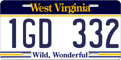 WV license plate 1GD332